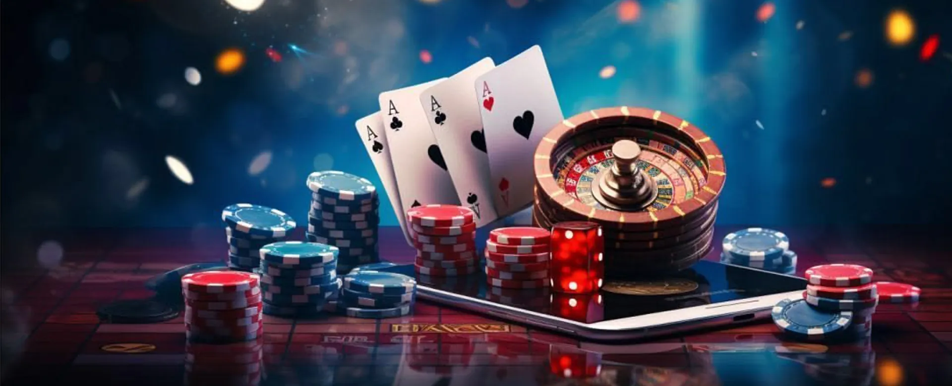 Dynamic casino background with flashing lights